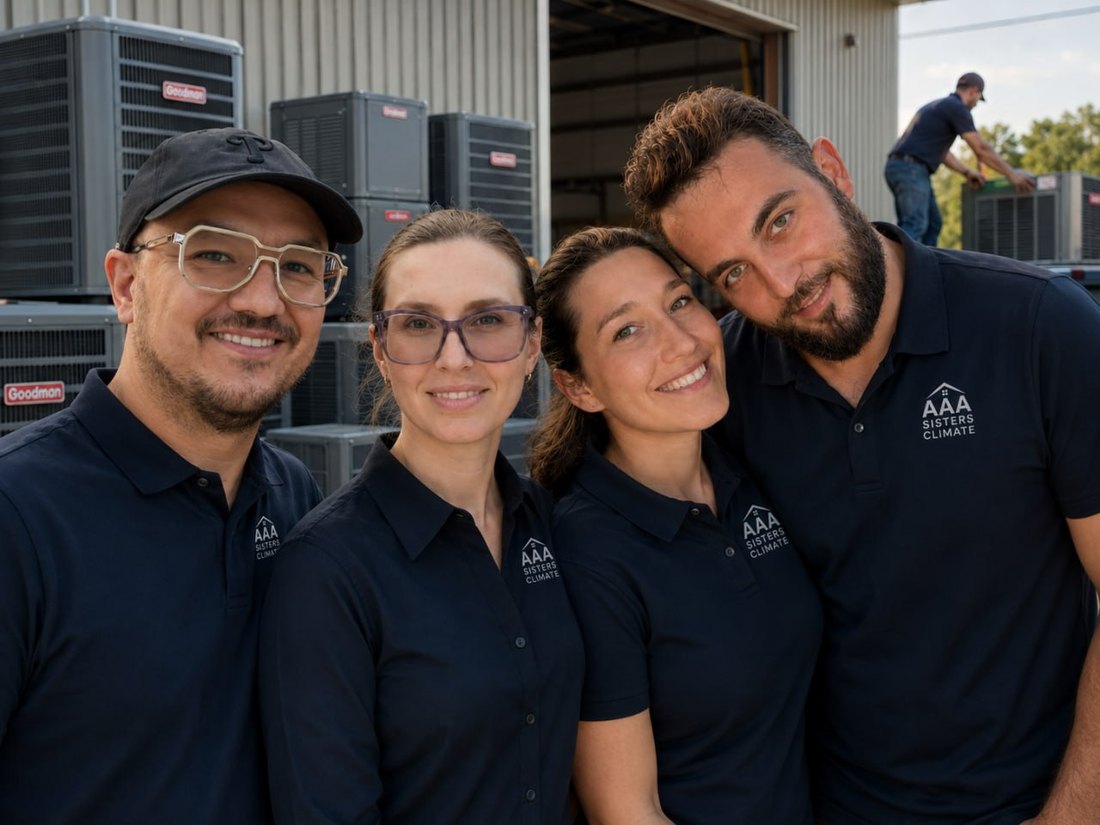 The AAA Sisters Climate team at their equipment yard